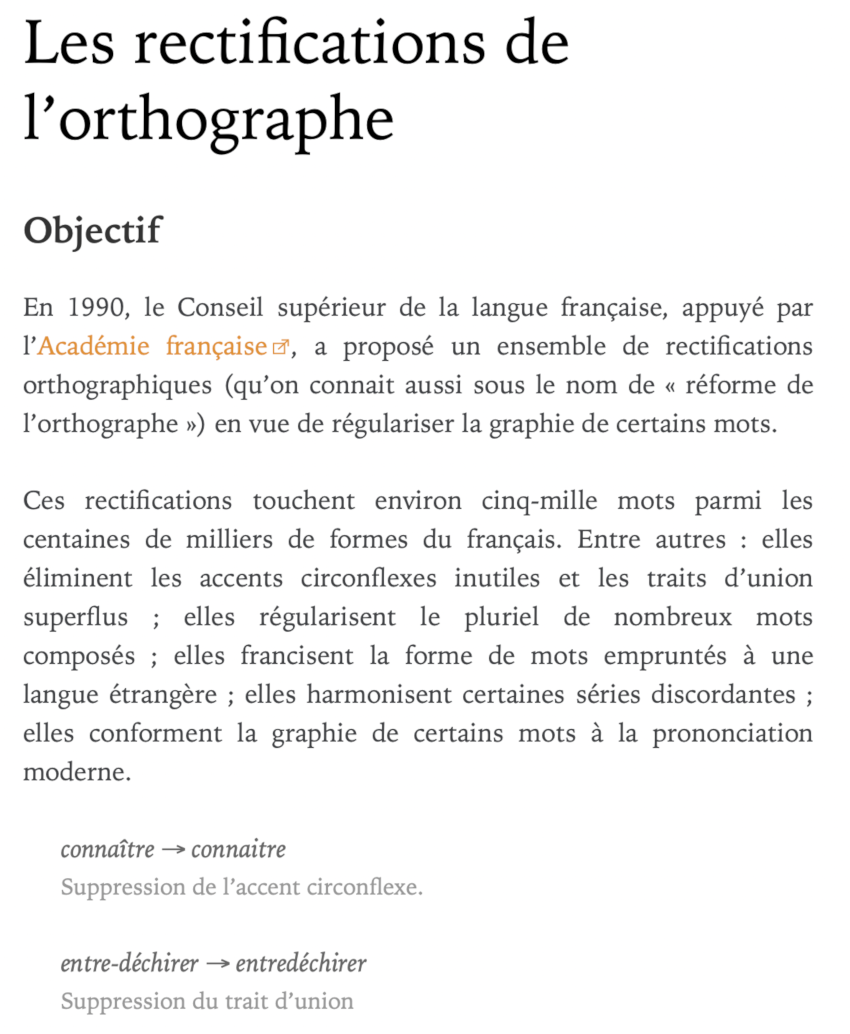 Les rectifications de l’orthographe, dans le Guide d’Antidote (extrait)